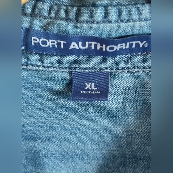 Port Authority Men's Blue Denim Button-Up Shirt | 100% Cotton | XL - Picture 3 of 7